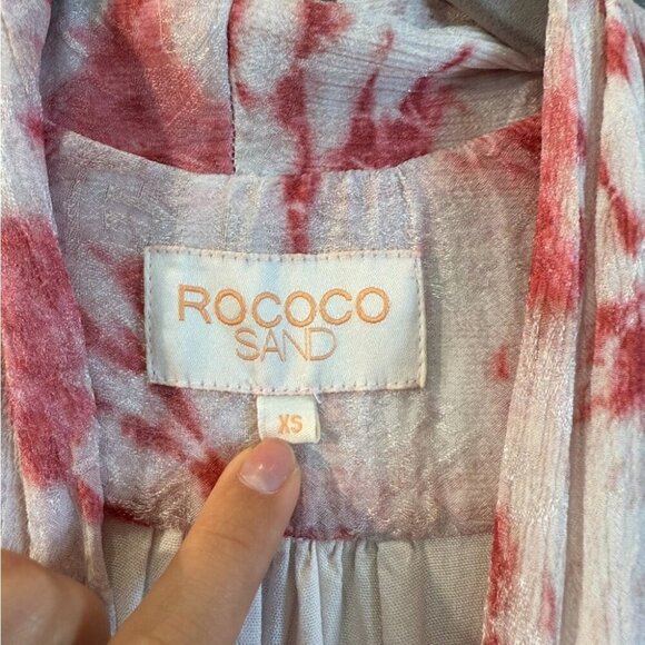 ROCOCO SAND Wrap-Effect Tie-Dyed Jacquard Mini Long Sleeve Dress - Picture 5 of 15